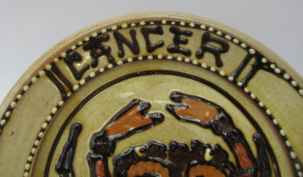 Mary Wondrausch OBE, 1923-2016, Slipware Earthenware Plate, Cancer-The Crab-Zodiac