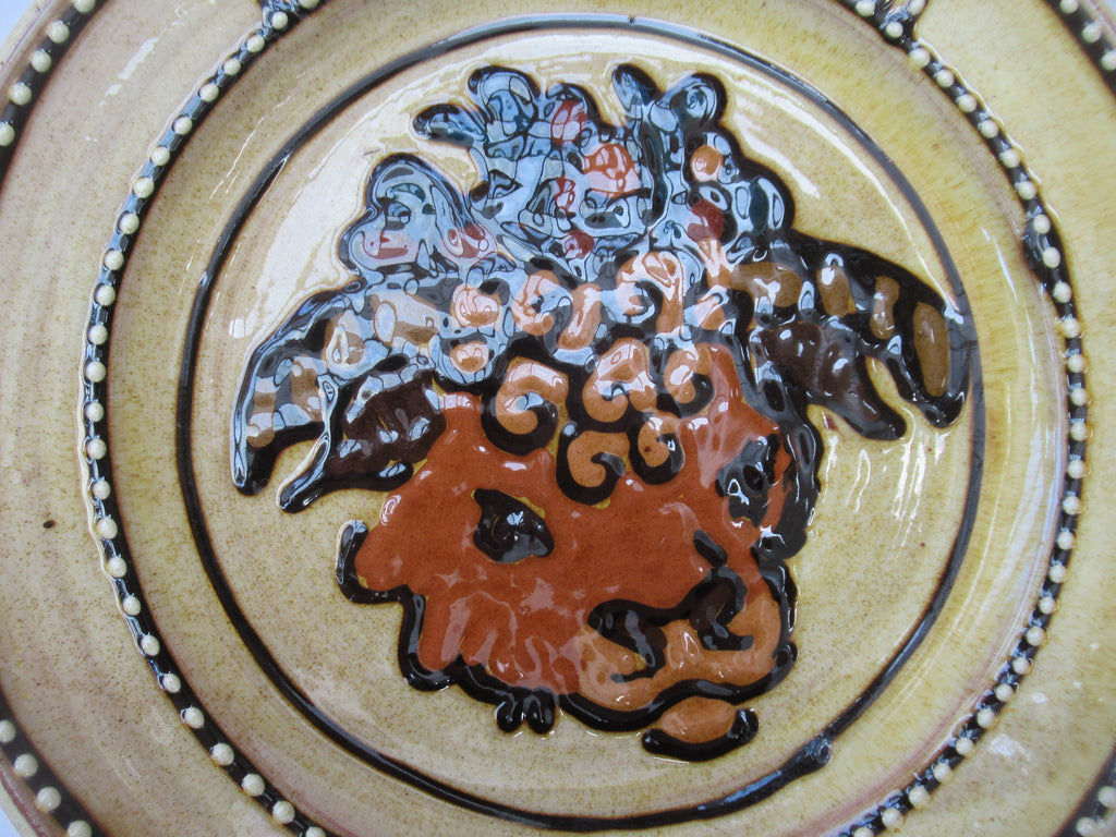 Mary Wondrausch OBE , 1923-2016  Slipware Earthenware Plate, Taurus-The Bull-Zodiac