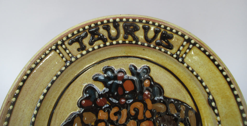 Mary Wondrausch OBE , 1923-2016  Slipware Earthenware Plate, Taurus-The Bull-Zodiac