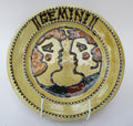 Mary Wondrausch OBE, 1923-2016, Slipware Earthenware Plate, Gemini-The Twins-Zodiac