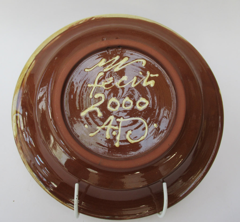 Mary Wondrausch OBE, 1923-2016, Slipware Earthenware Plate, Gemini-The Twins-Zodiac