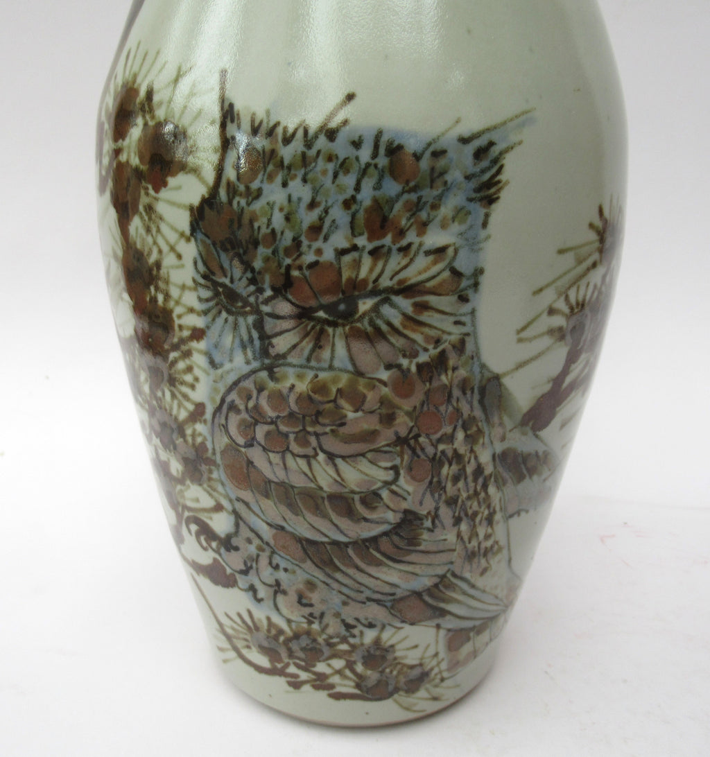 David Eeles (1933-2015), Shepherds Well Pottery, Stoneware Owl Vase