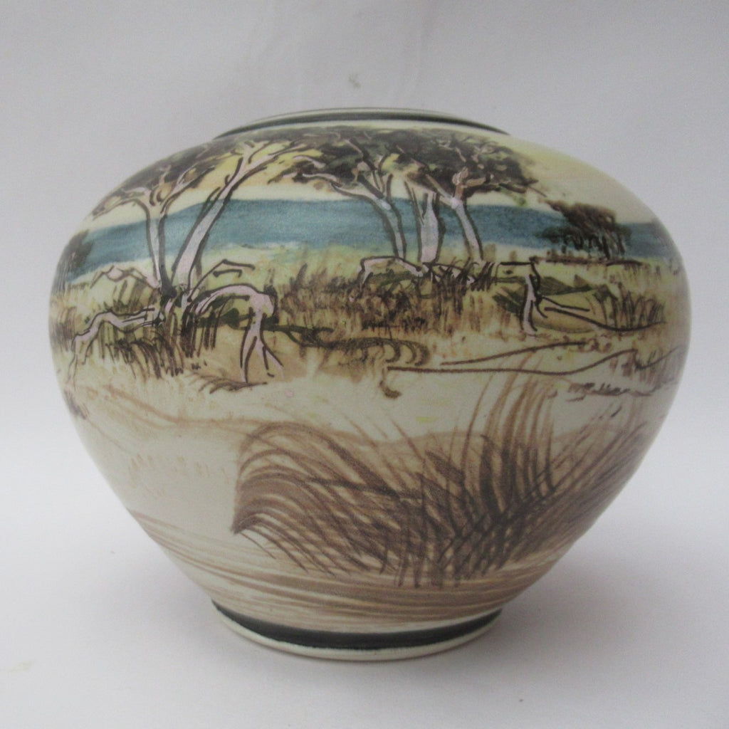 Ian Gamble, Australian studio pottery landscape porcelain vase, 1997