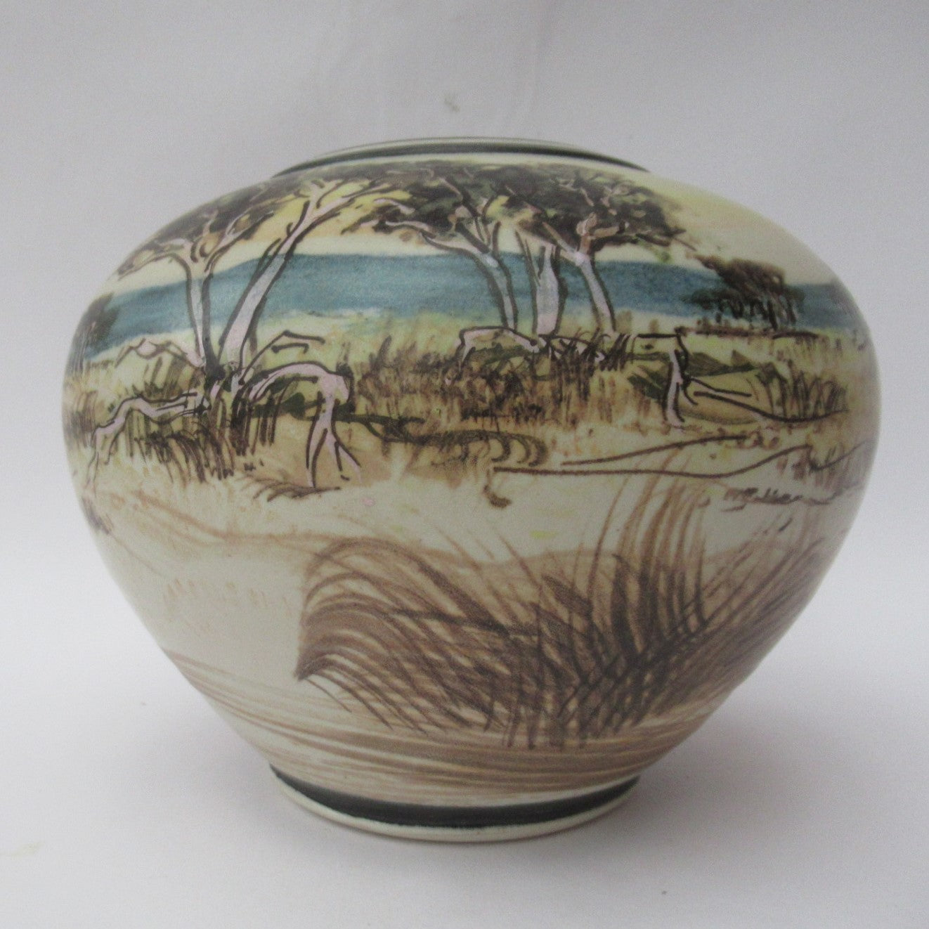 Ian Gamble, Australian studio pottery landscape porcelain vase, 1997