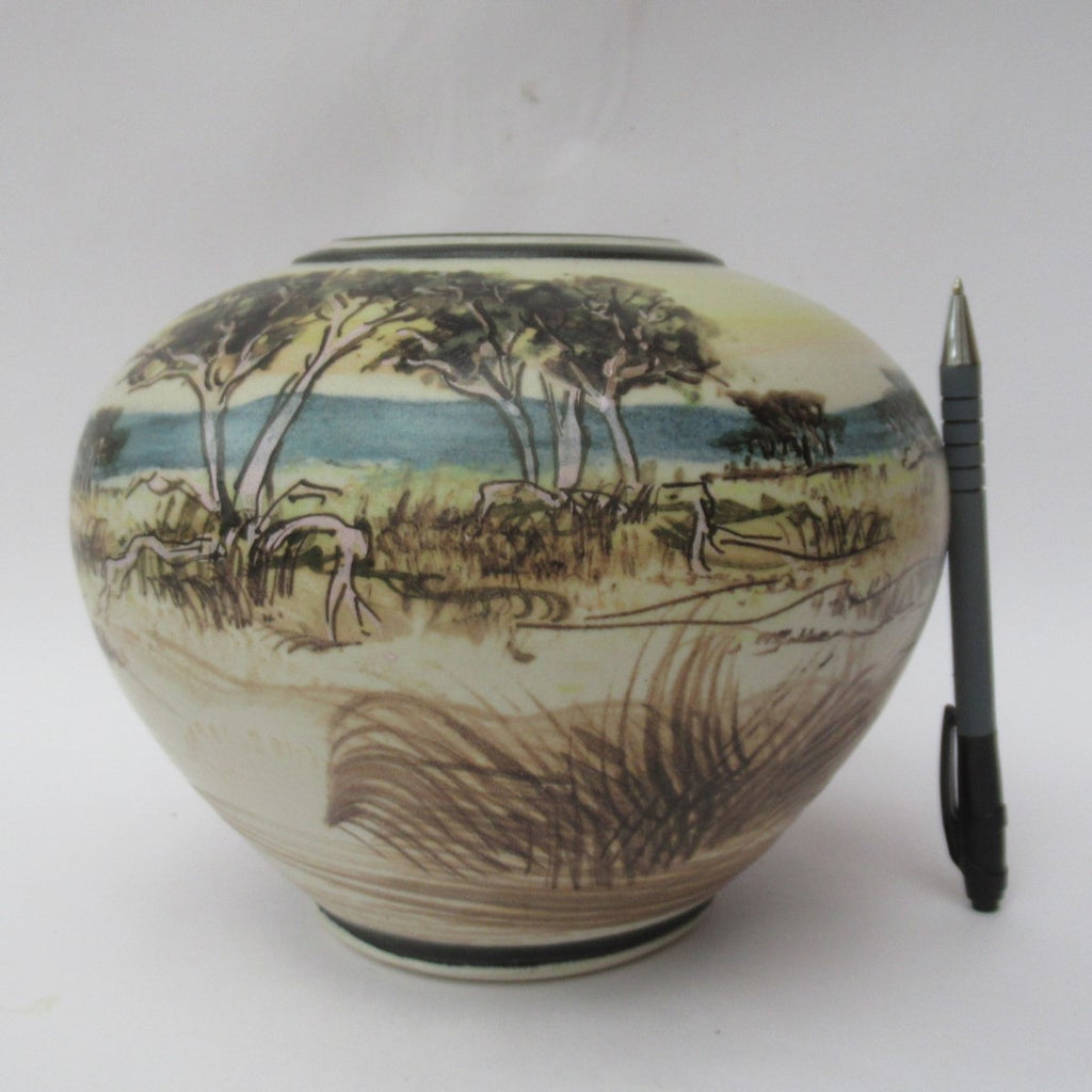 Ian Gamble, Australian studio pottery landscape porcelain vase, 1997