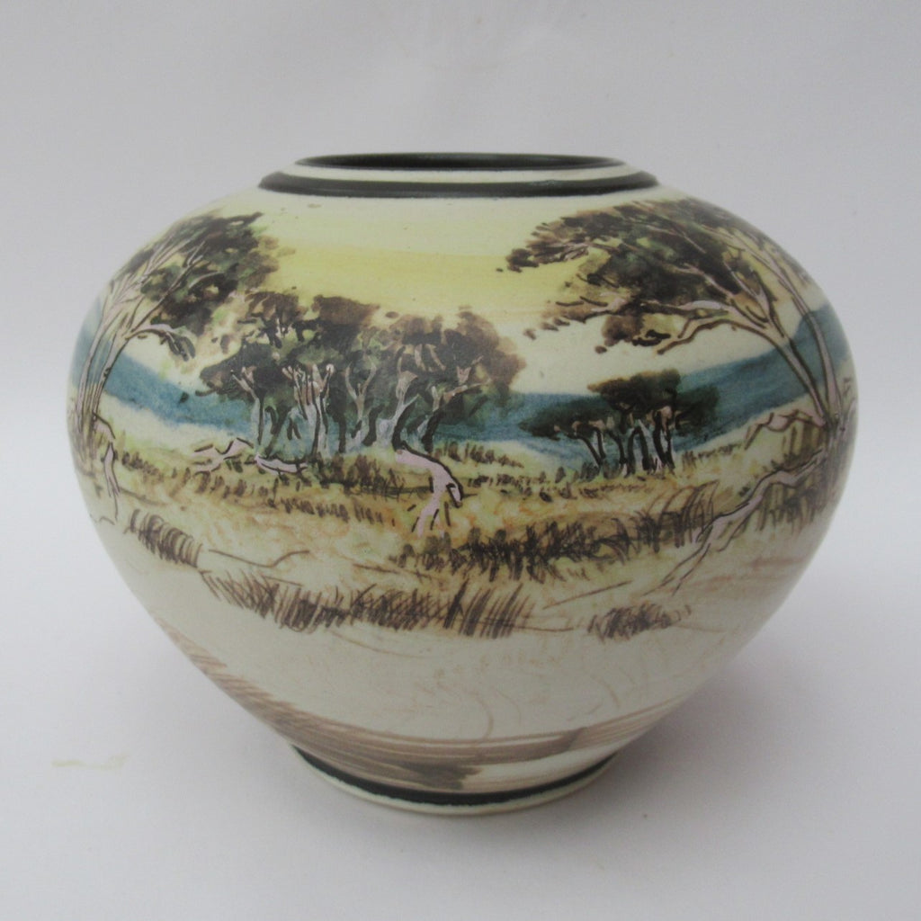 Ian Gamble, Australian studio pottery landscape porcelain vase, 1997