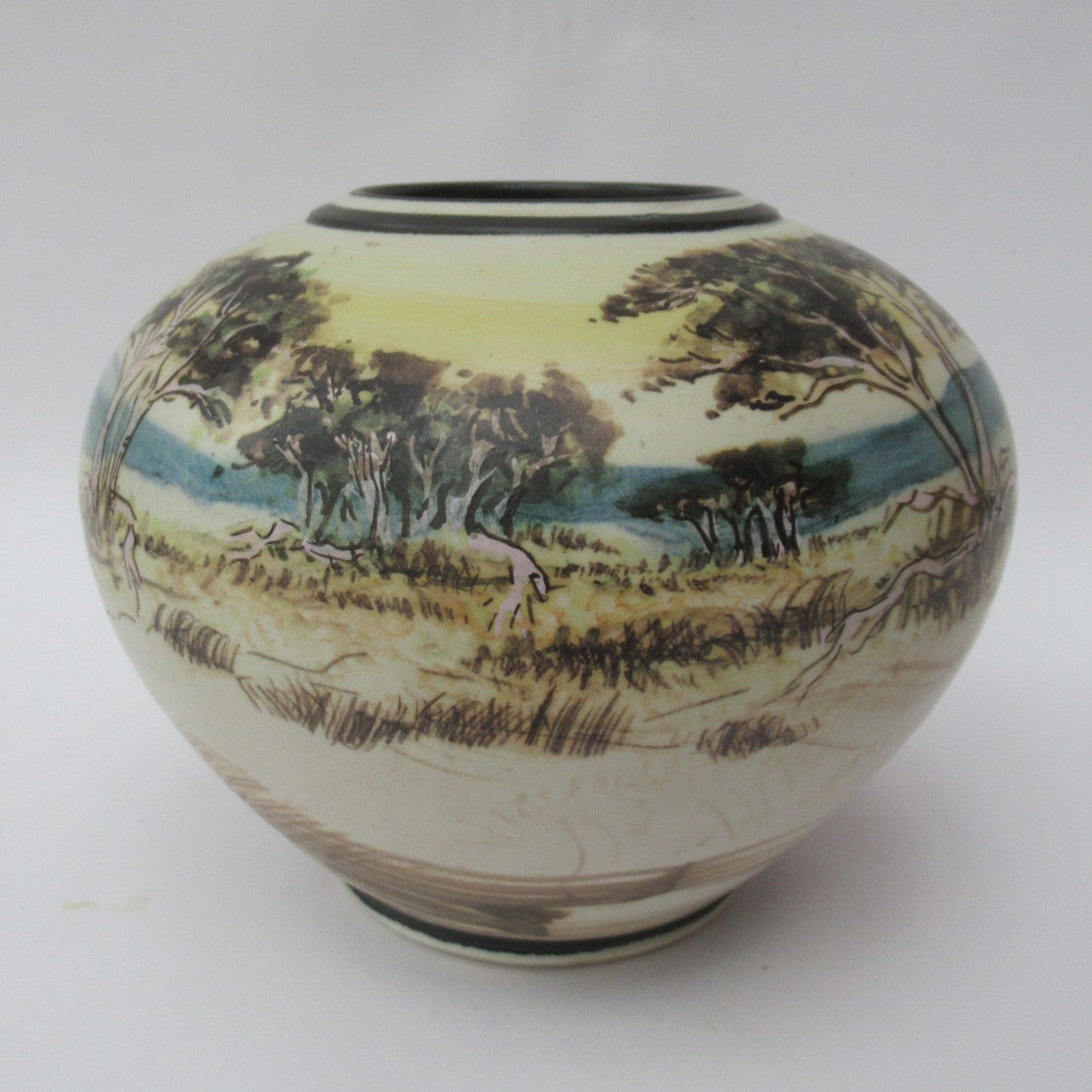 Ian Gamble, Australian studio pottery landscape porcelain vase, 1997