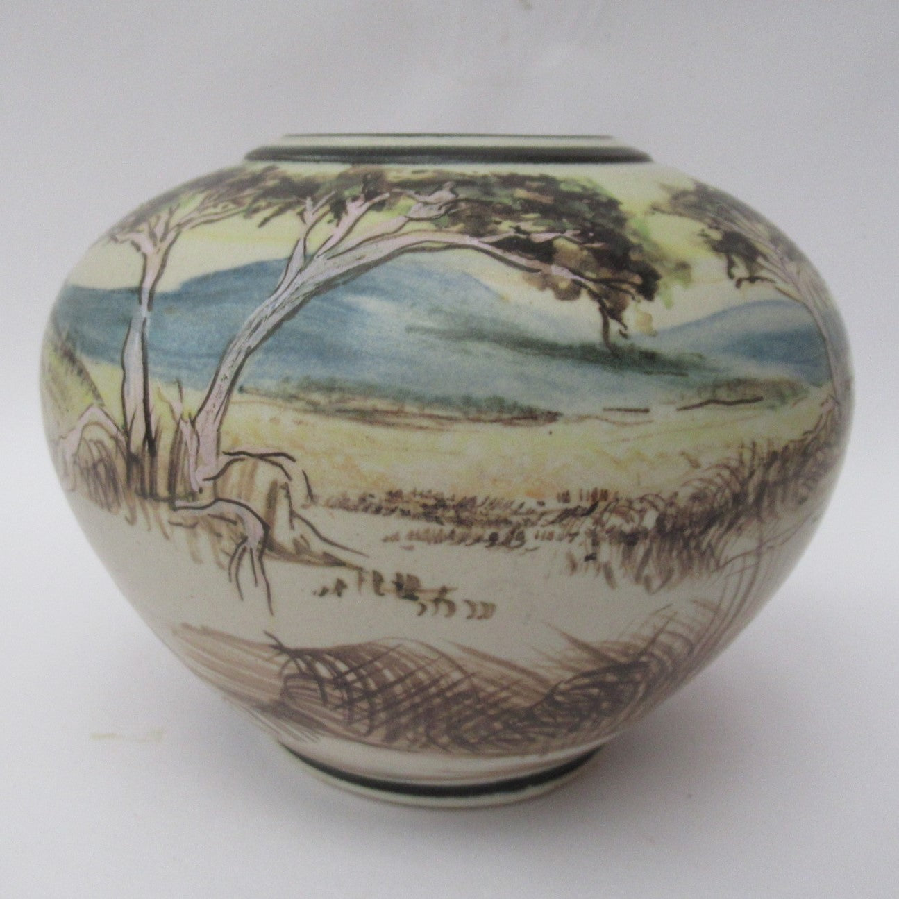 Ian Gamble, Australian studio pottery landscape porcelain vase, 1997
