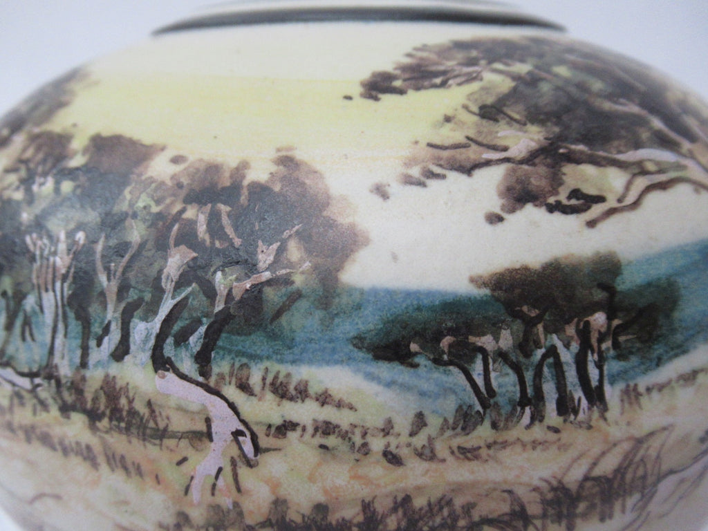 Ian Gamble, Australian studio pottery landscape porcelain vase, 1997