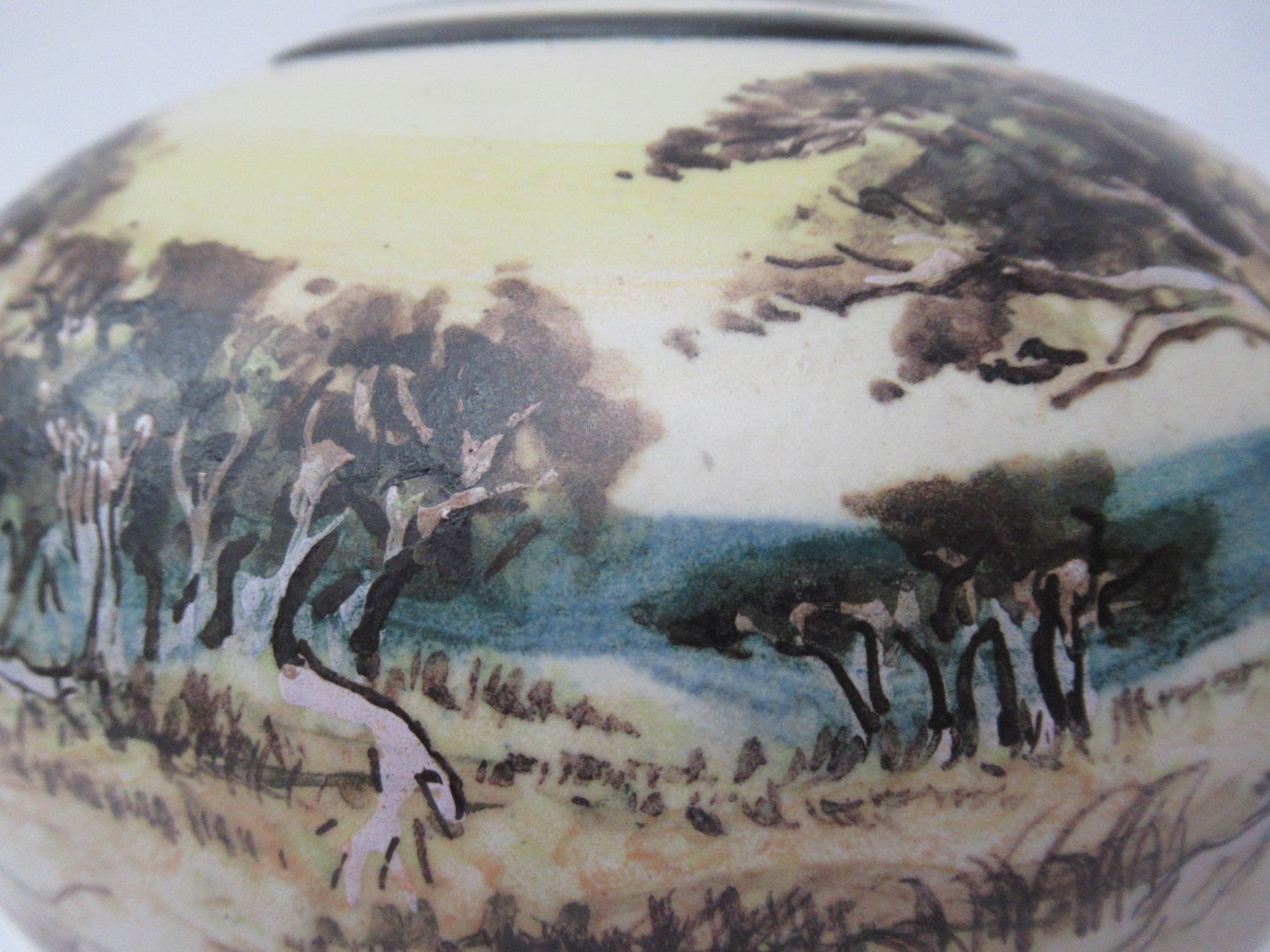 Ian Gamble, Australian studio pottery landscape porcelain vase, 1997