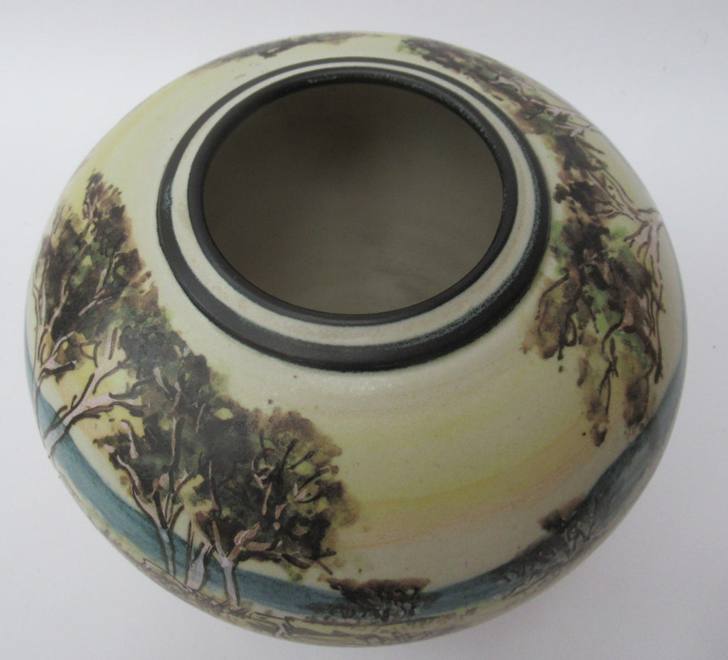 Ian Gamble, Australian studio pottery landscape porcelain vase, 1997