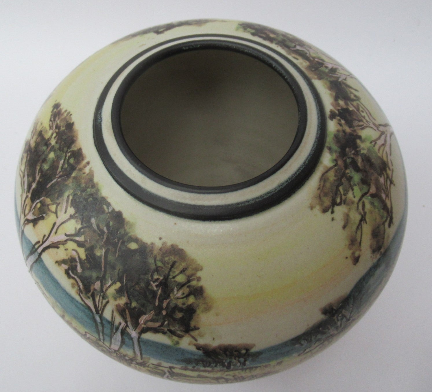 Ian Gamble, Australian studio pottery landscape porcelain vase, 1997