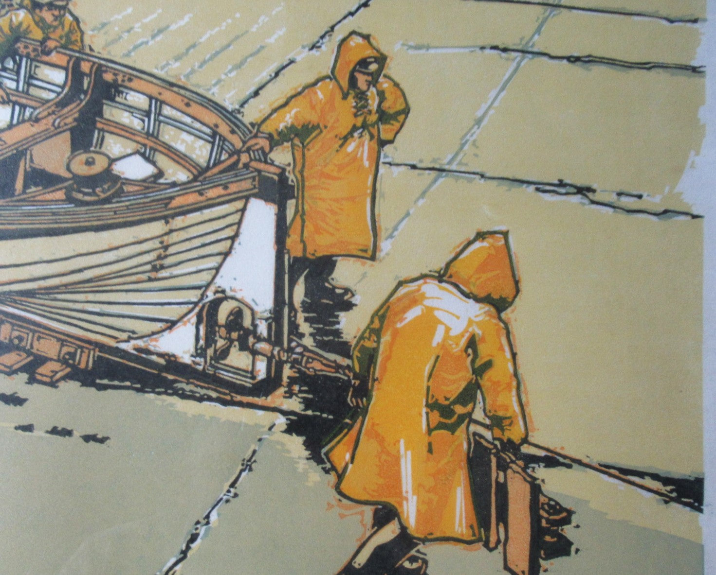 HJ Jackson, original linocut print, Wet Slipway, 2019, one of 150 copies, framed