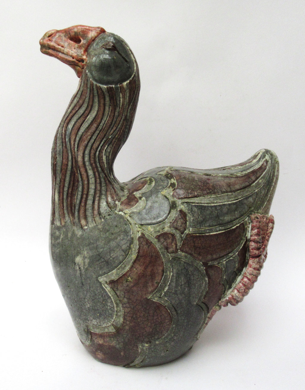 Jennie Hale, large raku sculpture of a Goose