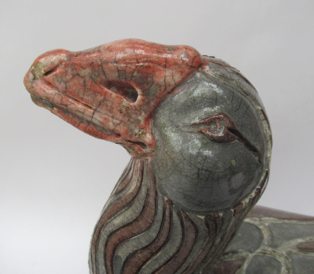 Jennie Hale, large raku sculpture of a Goose