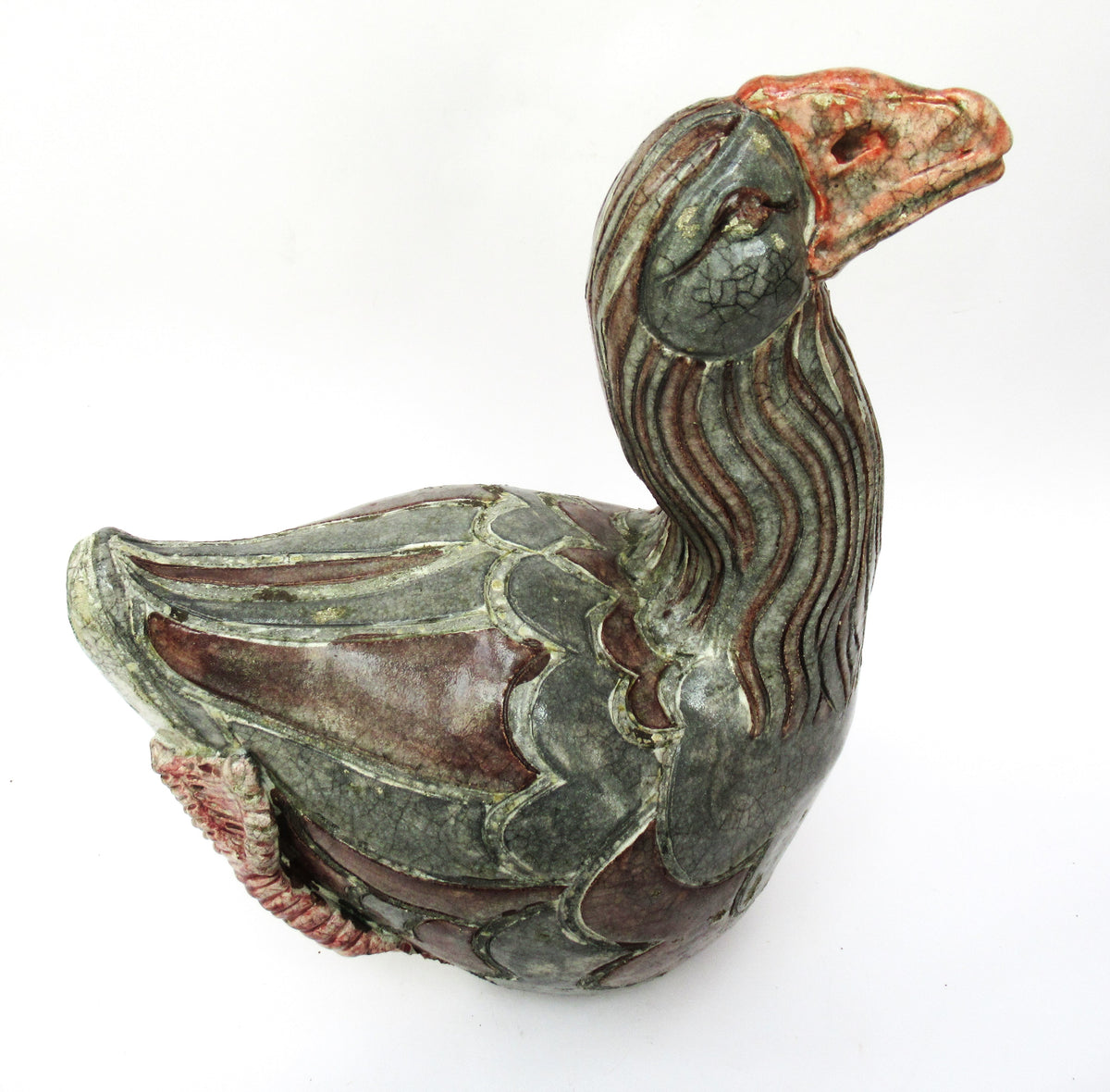 Jennie Hale, large raku sculpture of a Goose