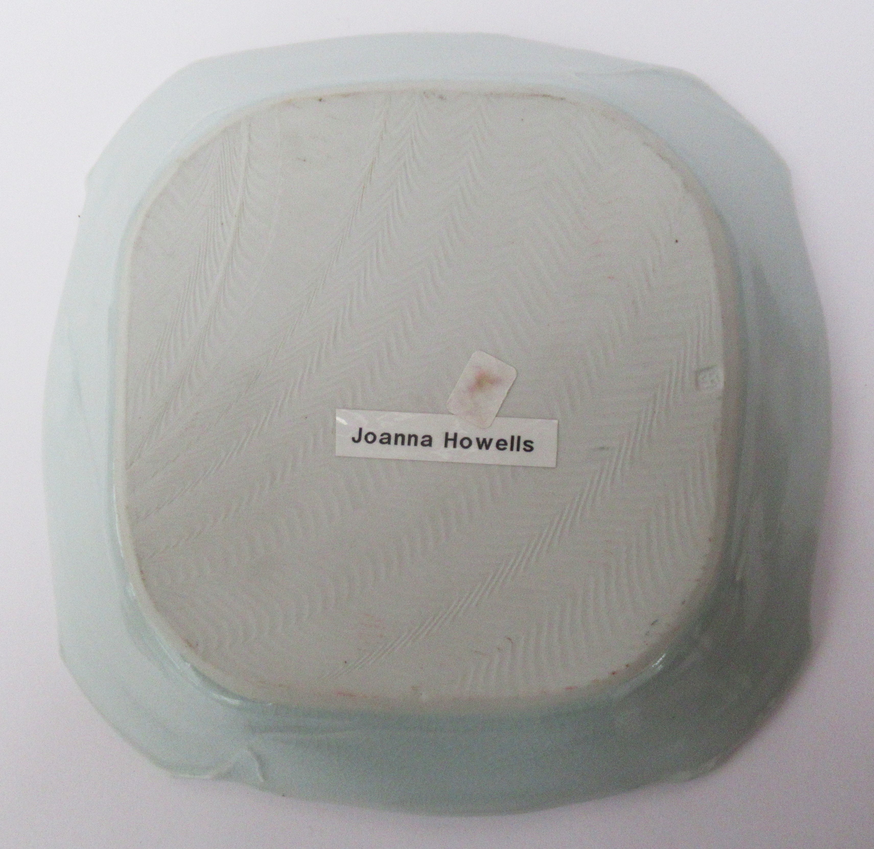 Joanna Howells, British studio pottery small porcelain tray, celadon glaze c1995