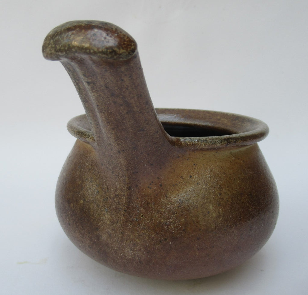 John Leach, Muchelney Pottery, wood fired porringer or handled bowl, 1998