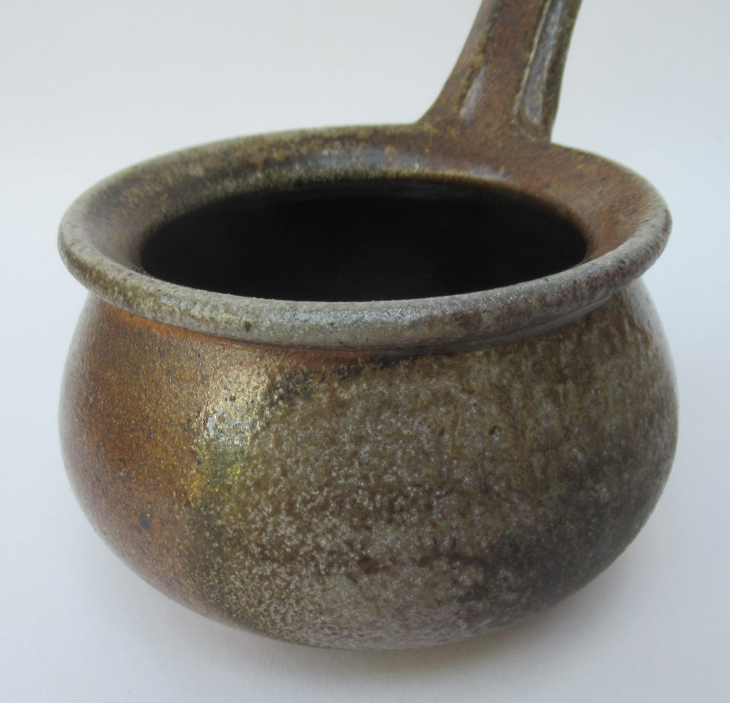 John Leach, Muchelney Pottery, wood fired porringer or handled bowl, 1998