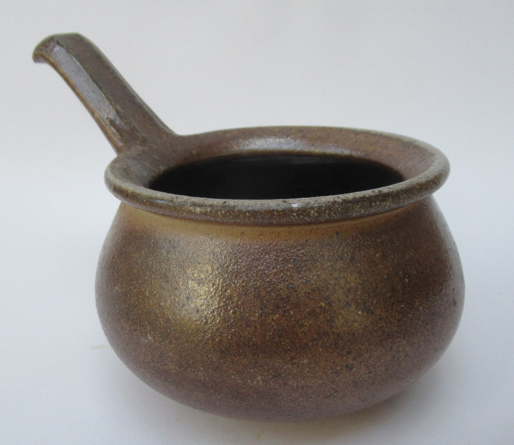 John Leach, Muchelney Pottery, wood fired porringer or handled bowl, 1998