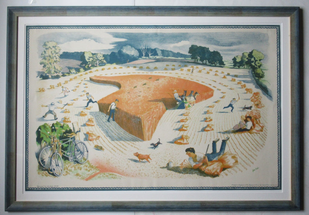 John Nash RA, original vintage 1946 print, lithograph, Harvesting, framed