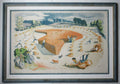 John Nash RA, original vintage 1946 print, lithograph, Harvesting, framed