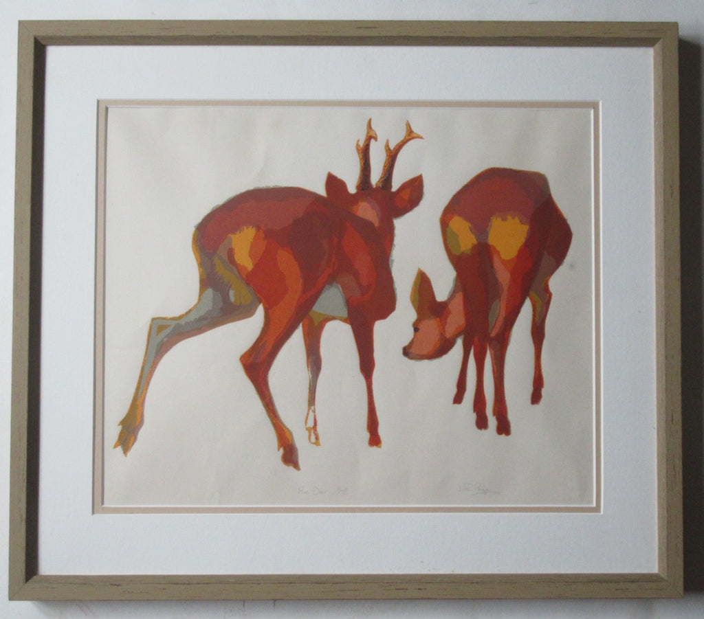 John Paige SWLA, original 1975 screen print, Roe Deer signed , 3 of 21, framed