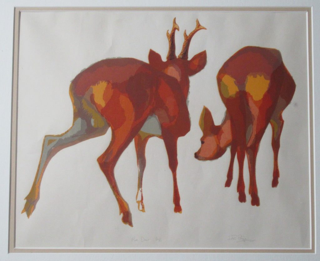 John Paige SWLA, original 1975 screen print, Roe Deer signed , 3 of 21, framed