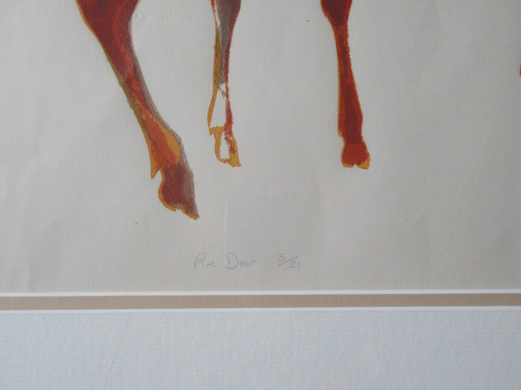 John Paige SWLA, original 1975 screen print, Roe Deer signed , 3 of 21, framed