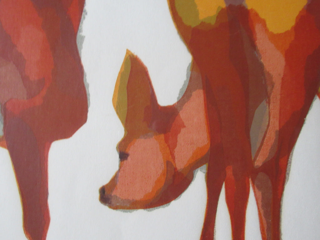John Paige SWLA, original 1975 screen print, Roe Deer signed , 3 of 21, framed