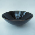Chris Keenan, large studio pottery porcelain bowl,c2000, mirror black glaze