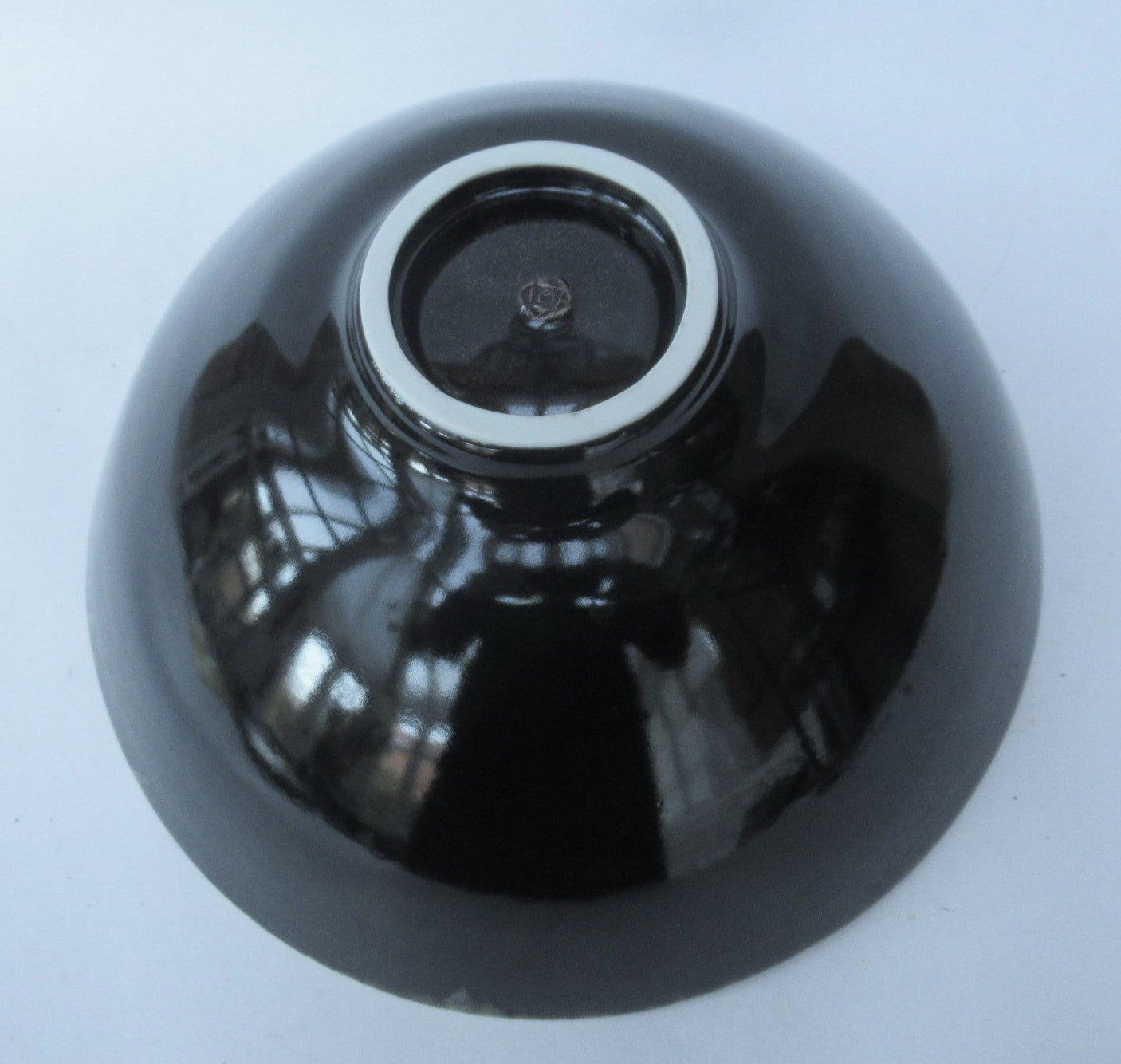 Chris Keenan, large studio pottery porcelain bowl,c2000, mirror black glaze