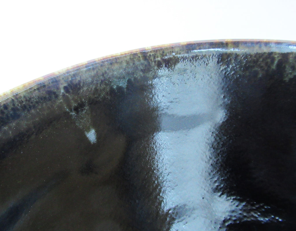 Chris Keenan, large studio pottery porcelain bowl,c2000, mirror black glaze