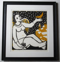 Anita Klein, 2008 woodcut print, 17 of 50, Angel of the Winter Moon, framed