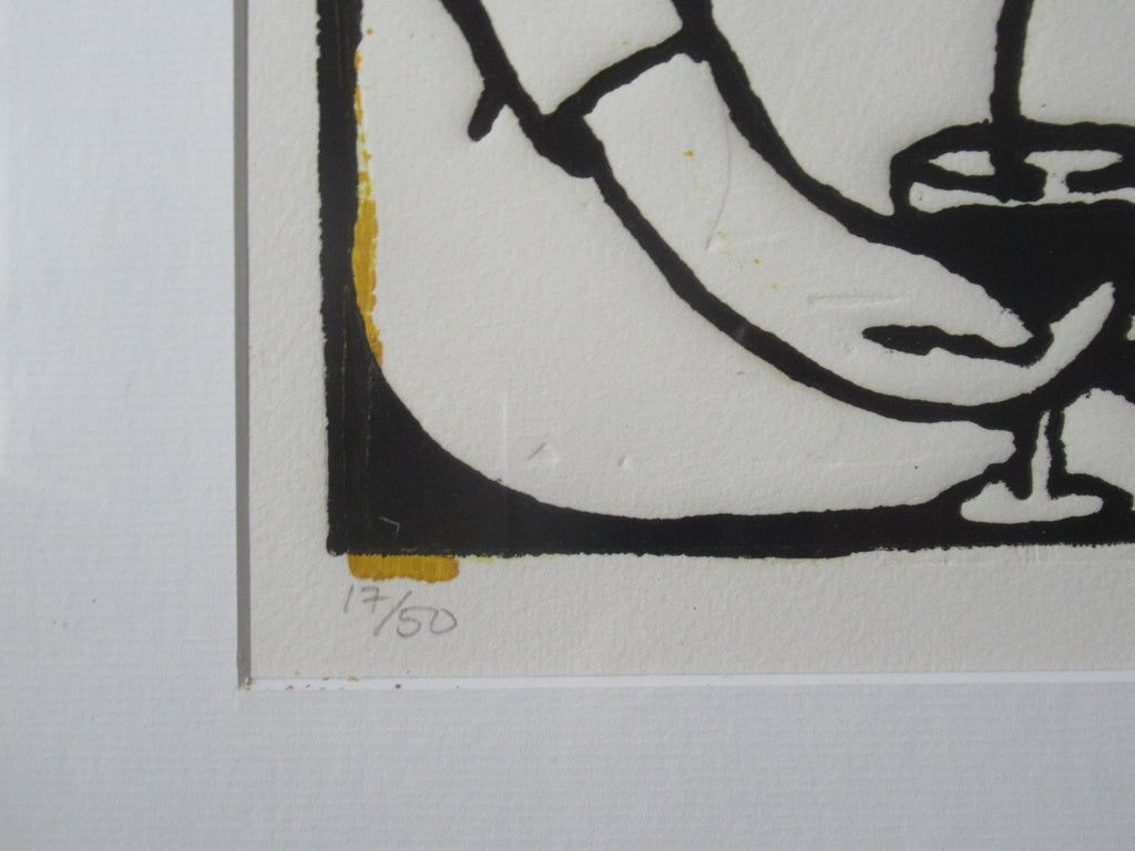 Anita Klein, 2008 woodcut print, 17 of 50, Angel of the Winter Moon, framed