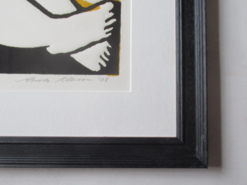 Anita Klein, 2008 woodcut print, 17 of 50, Angel of the Winter Moon, framed