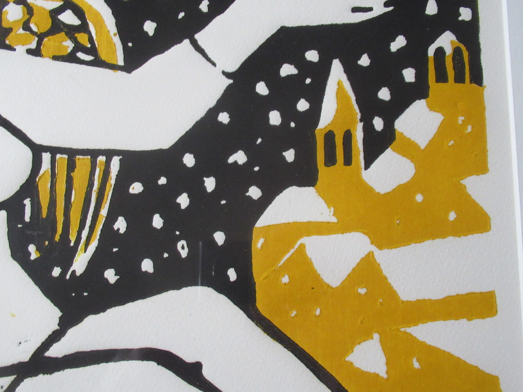 Anita Klein, 2008 woodcut print, 17 of 50, Angel of the Winter Moon, framed