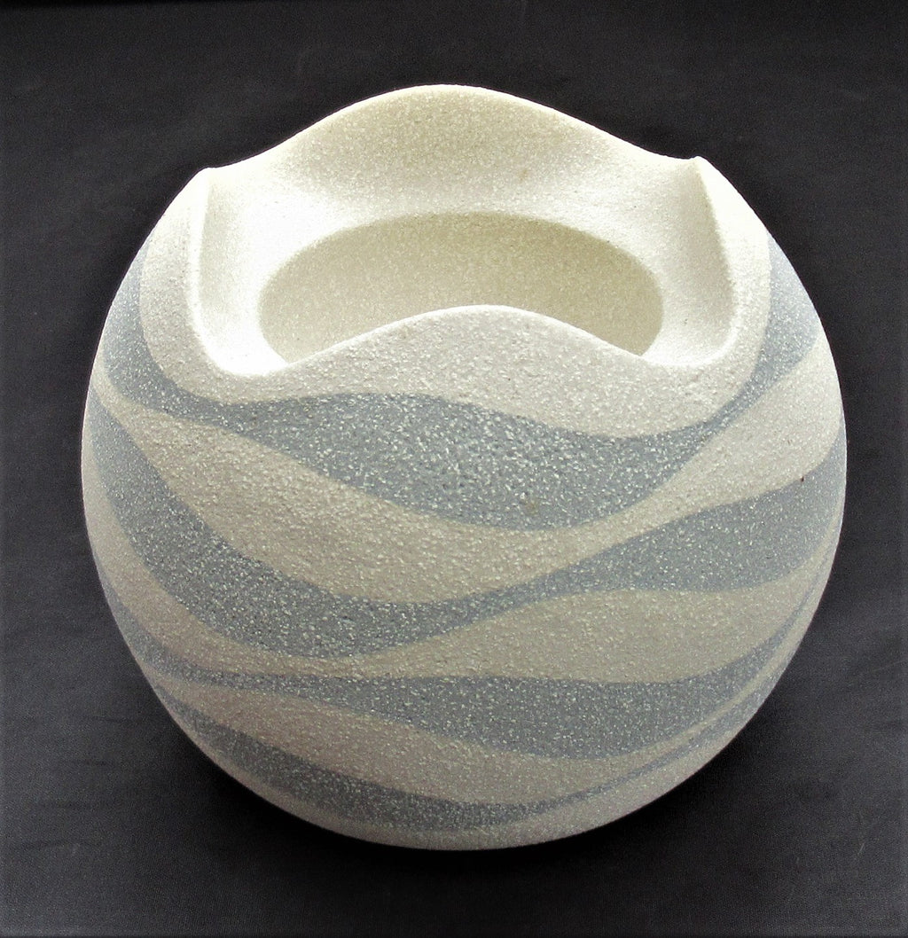 Kyoko Takahashi, wave form, studio pottery porcelain vase/tea light holder