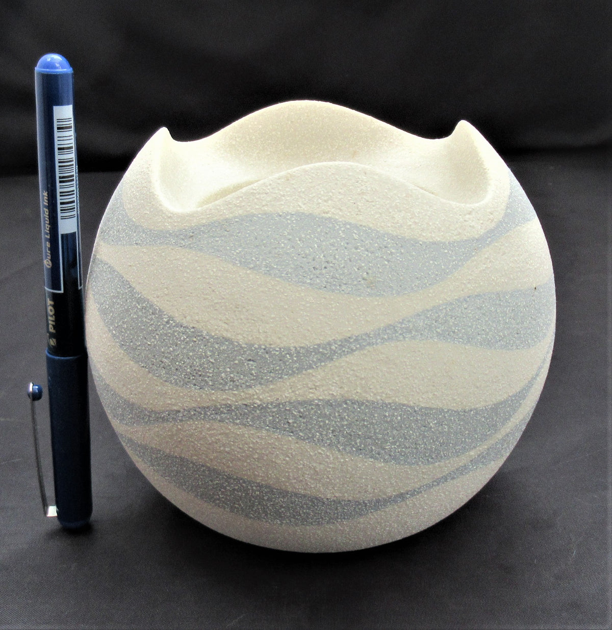 Kyoko Takahashi, wave form, studio pottery porcelain vase/tea light holder
