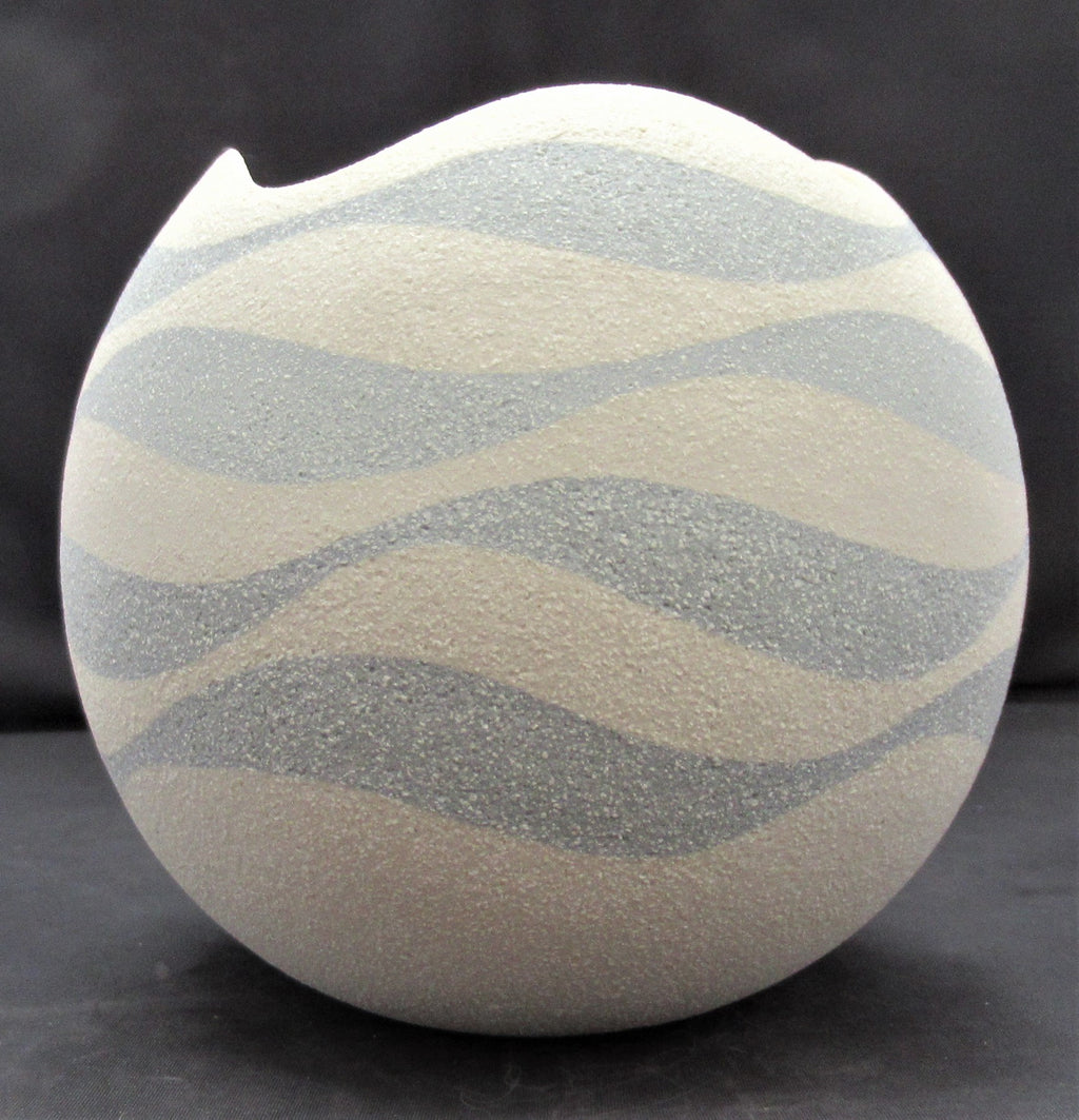 Kyoko Takahashi, wave form, studio pottery porcelain vase/tea light holder