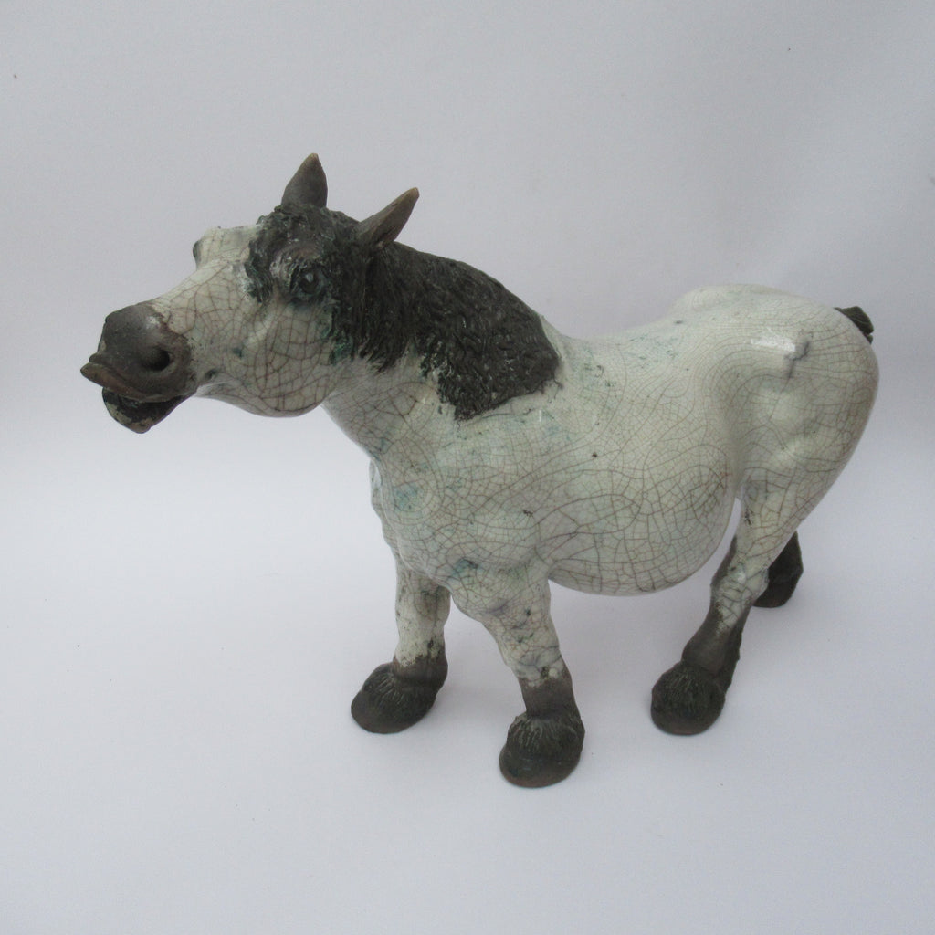 Lawson Ernest Rudge, large raku pottery sculpture of a carthorse