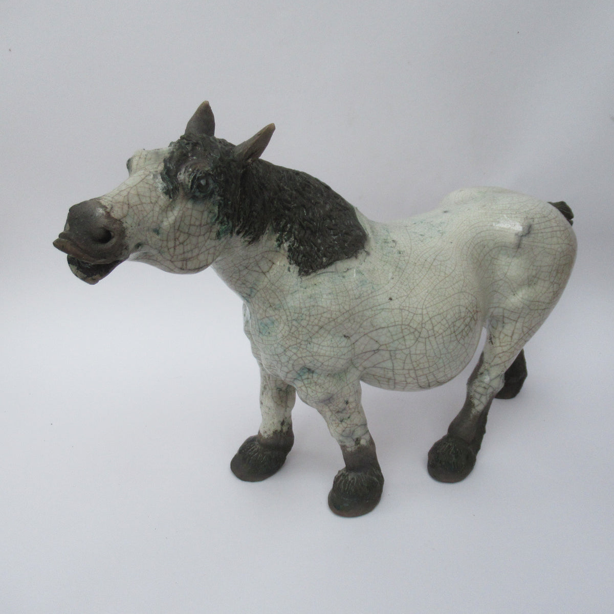 Lawson Ernest Rudge, large raku pottery sculpture of a carthorse