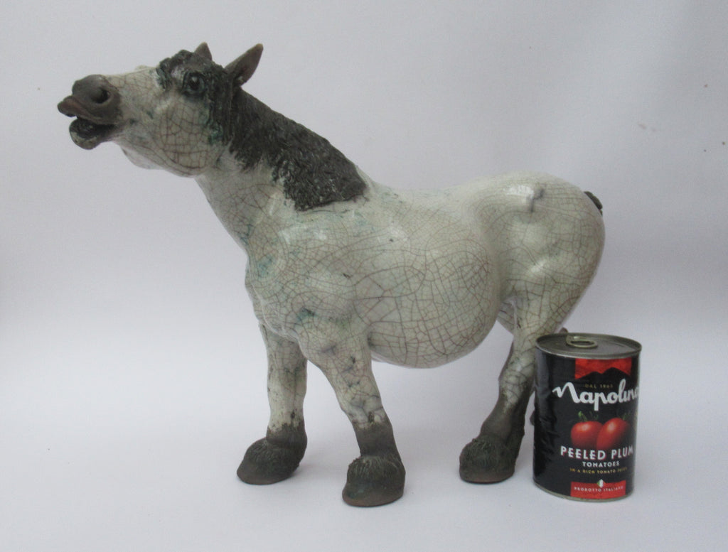 Lawson Ernest Rudge, large raku pottery sculpture of a carthorse
