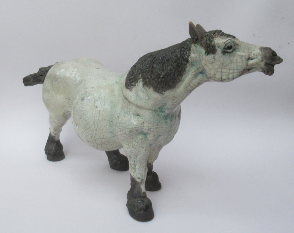Lawson Ernest Rudge, large raku pottery sculpture of a carthorse