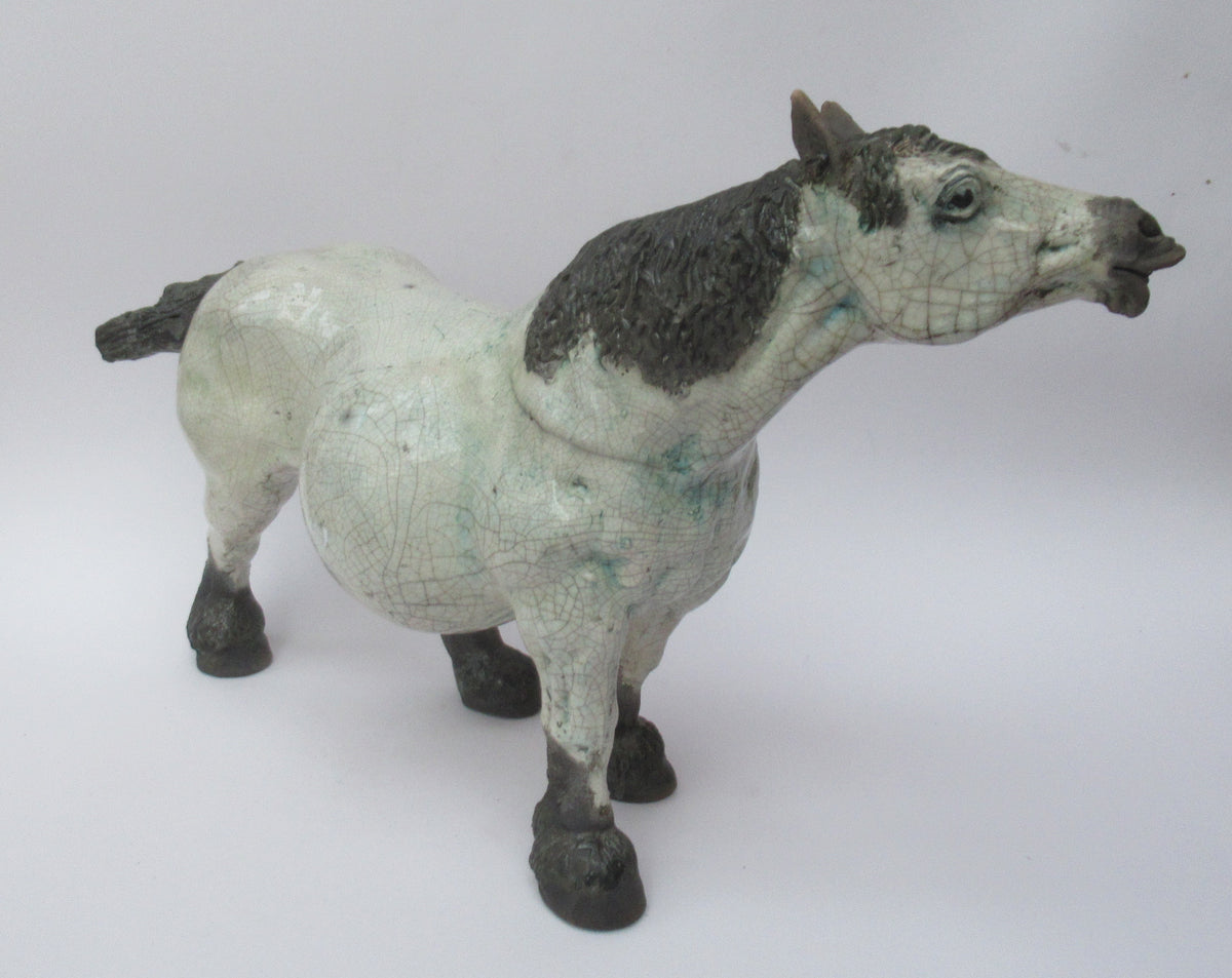Lawson Ernest Rudge, large raku pottery sculpture of a carthorse