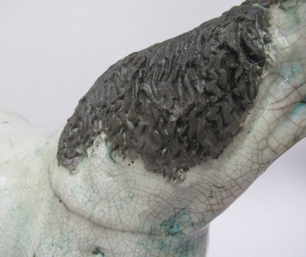 Lawson Ernest Rudge, large raku pottery sculpture of a carthorse