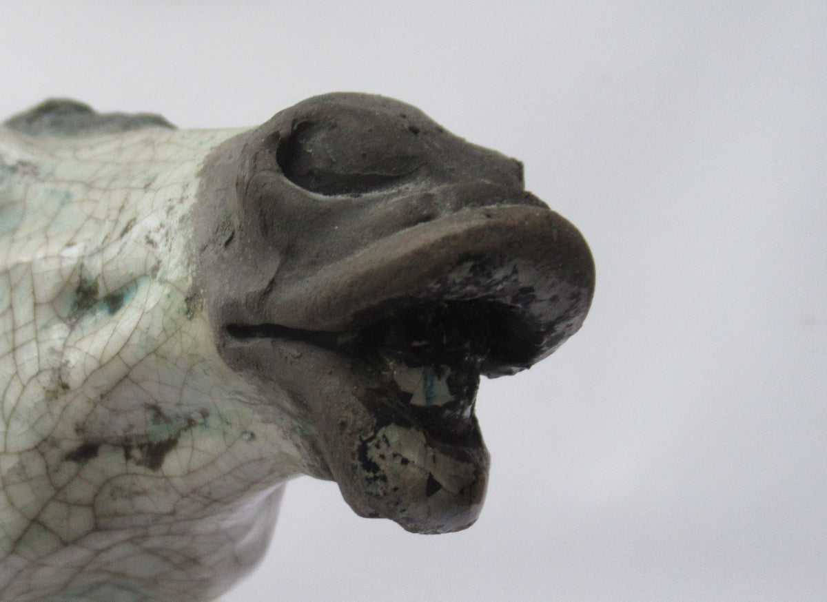 Lawson Ernest Rudge, large raku pottery sculpture of a carthorse
