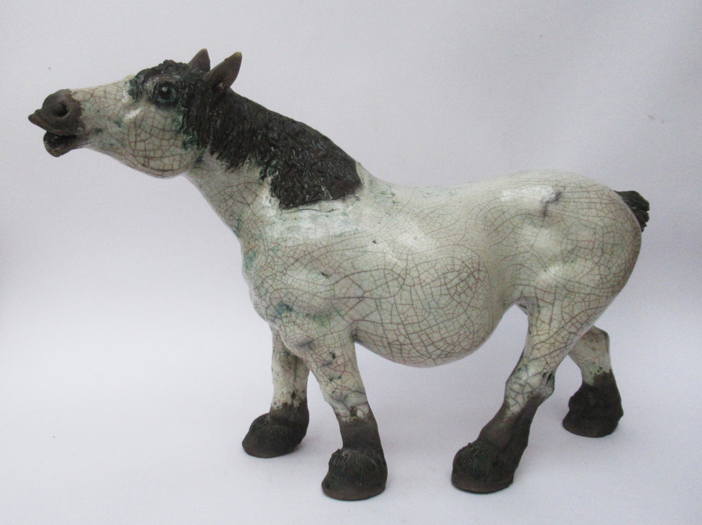 Lawson Ernest Rudge, large raku pottery sculpture of a carthorse