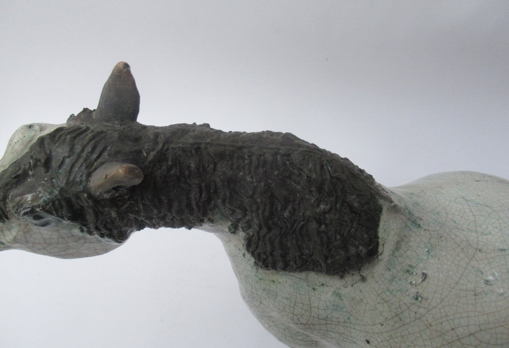 Lawson Ernest Rudge, large raku pottery sculpture of a carthorse