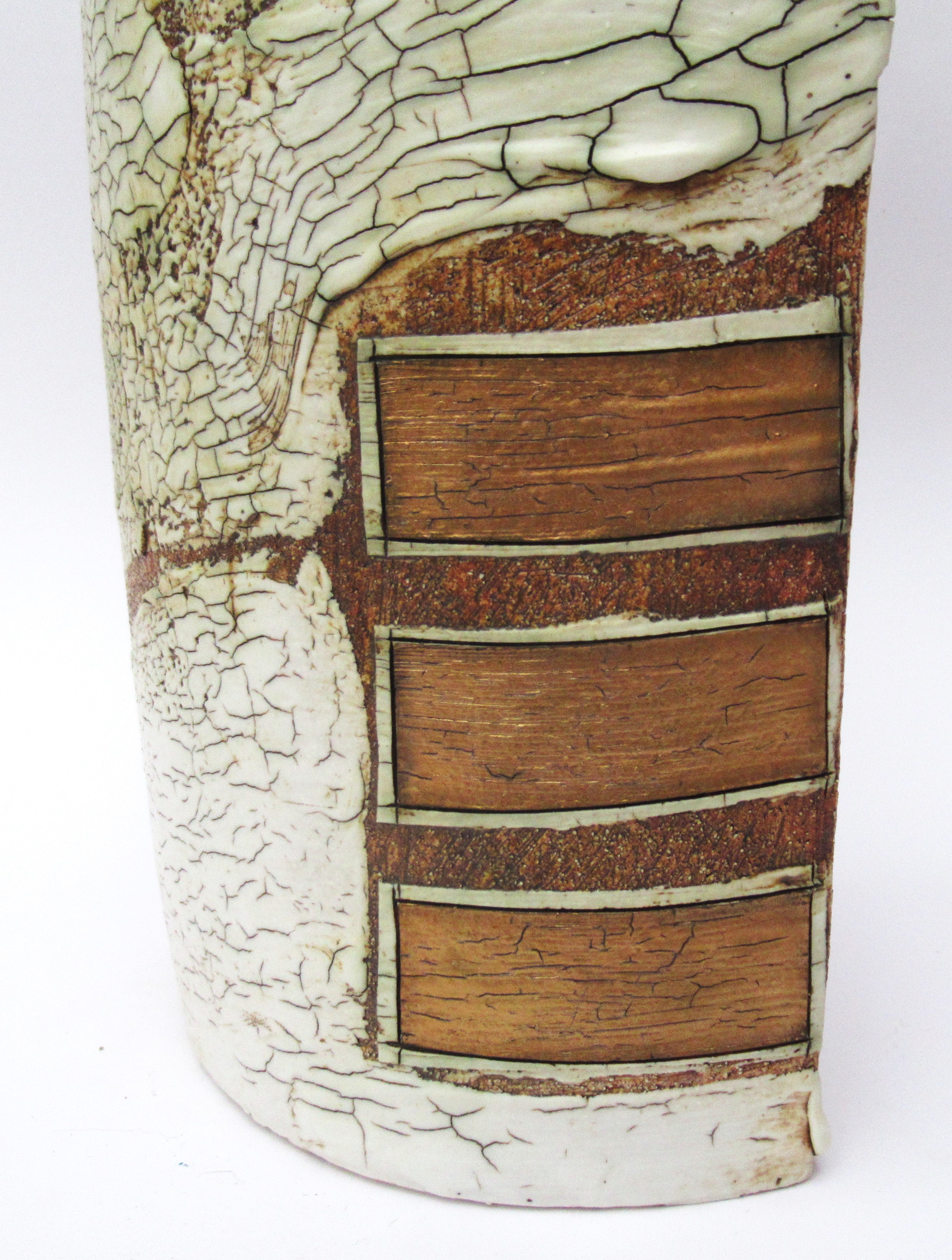 Laurel Keeley, British, large studio pottery fish design stoneware vase, 2007